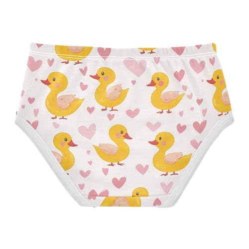 Wusikd Yellow Ducks Girls' Underwear Cotton Pink Hearts Girls Briefs Soft Toddler Underwear 2T2