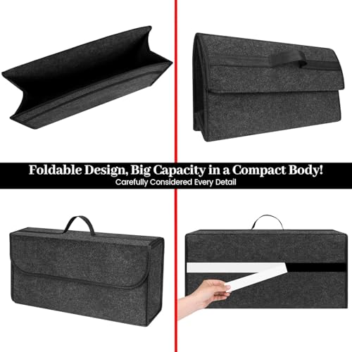 Image of JVCV Felt 2 PACK - Car Trunk Boot Organizer, Car Storage and Organizer Anti Slip Car Accessories Organizer for Car, Suv, Sedan, Truck, Minivan Anti Slip Bottom (Large), Automobiles, Grey