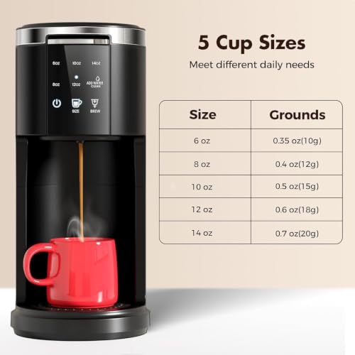 Image of Kismile Single Serve Coffee Maker, 2-in-1 Coffee Pod & Ground Brewer