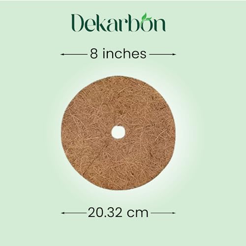 Image of Coir Mulch Mats (6 Pcs) - 8 Inches Round Coconut Fiber Discs for Potted Plants, Mulching, Weed Control, Moisture Retention & Baby-Proofing Indoor Planters (8 Inches, Pack of 6)