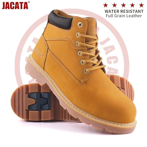 Steel Toe Work Boots For Men Water Resistant Leather Men's Safety Shoes 6" Non Slip Rubber Industrial Construction Boot3