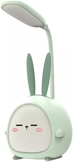 Portable LED Desk Lamp with Night Light Cute Bunny Foldable USB Charge Reading Light for Bedroom Kids Bedside Study (Green Rabbit)