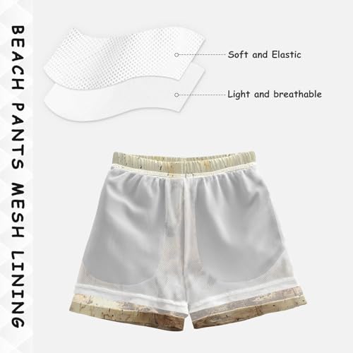 Pigsaly Boys' Swim Board Shorts Watercolor Tall Strong Brown Horse Boy's Swim Trunks Kids Swimwear M4