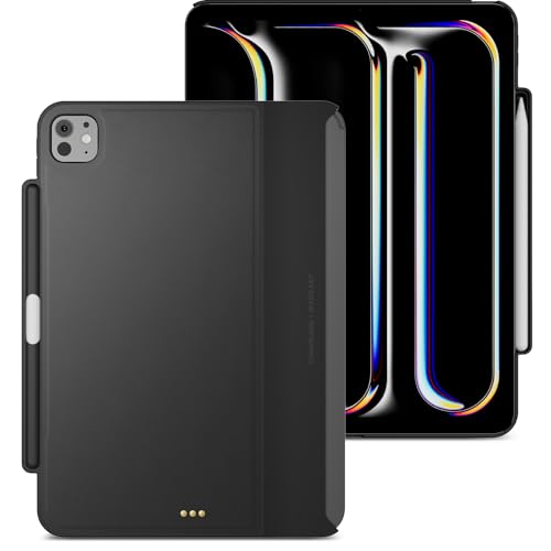 MAGEASY CoverBuddy for 2024 iPad Pro 11" - iPad Pro Case Compatible with Magic Keyboard (M4), Enhanced Thickness & Heat Dissipation - New Black (Leather 5.05)