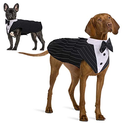 IDOMIK Dog Tuxedo Suit, Formal Dress with Detachable Bow Ties, Bandana Scarf Set, Adjustable Size for Small to 2XL Dogs, Great Gift for Wedding, Birthday, Party