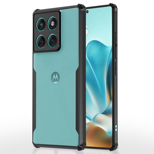 Image of Pikkme Back Cover for Motorola Moto Edge 60 5G / Motorola Moto Edge 60 Fusion 5G | Ultra Hyrbid | Full Camera Protection | Raised Edge | Crystal Clear Transparent Bumper Case (Black)