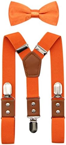 Suspender & Bowtie Set For Men & Boys Durable Clips & High End PU Leather