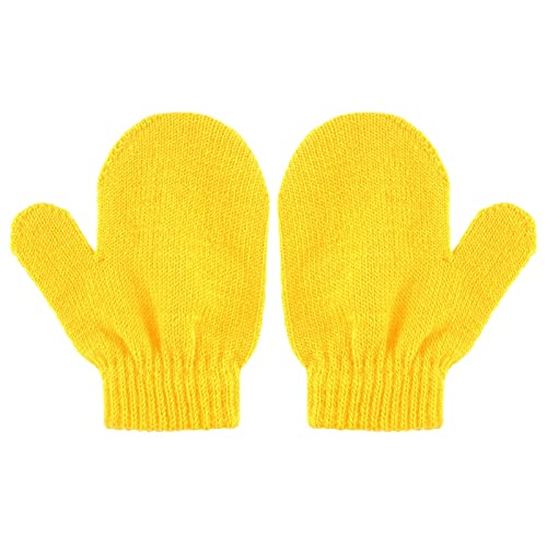 Toddler Magic Stretch Mittens Winter Unisex Baby Knitted Gloves Mittens for Baby Girls Boys Yellow