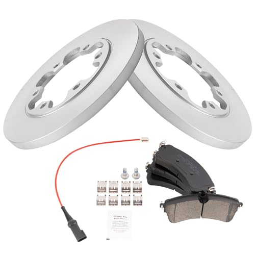 Image of TRQ Rear Brake Pad and Rotor Set Ceramic G Coated Solid Rotors Compatible with 2020 Ford Transit-250 2020 Transit-350 2020 Transit-350 HD