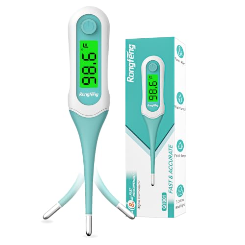 8 Second Digital Oral Thermometer, Fast Reading Thermometer for Adults and Kids with 3 Color Backlit...