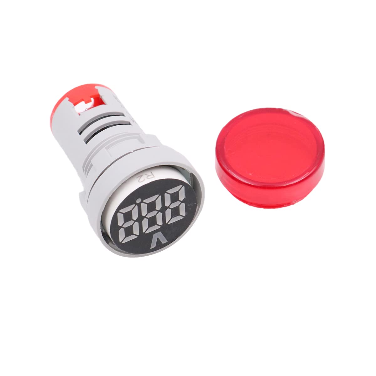 2pcs 22mm Indicador de medidor de voltaje LED rojo AC20-500V, voltímetro digital para equipos domésticos o industriales - Redondo
