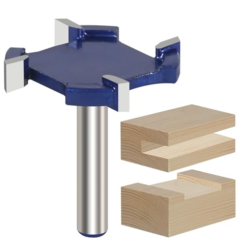 Vearter CNC Spoilboard Surfacing Router Bit, 6.35mm Shank Slab Flattening Router Bit, 4 Wings Carbide Rabbet Slot Cutter for Woodworking, Wood Planing - 38mm D, 6.35mm H