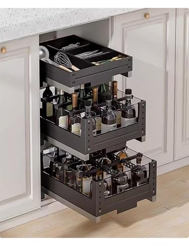 Organizador de gabinete extraíble, estante deslizante para especias con separadores para condimentos, herramientas y objetos pequeños, solución de almacenamiento de cocina