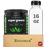 Nutra Champs Super Greens Powder Premium Superfood - Berry Flavor - 16 oz Plastic Clear Bottles with