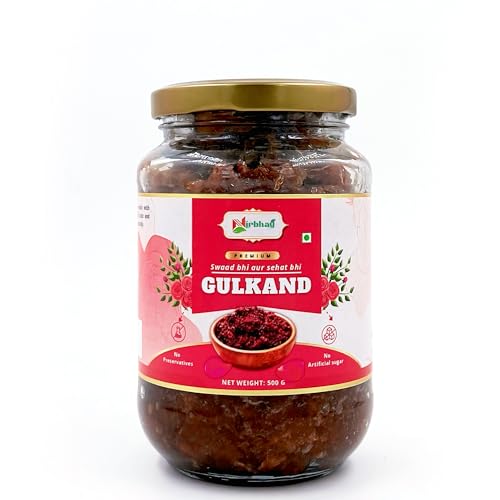 Image of NIRBHAU 500g Premium Natural Gulkand Fresh Handpicked Rose Petals | Mishri Traditional Ayurvedic Rose Preserve for Natural Cooling | Digestive, Support Energy, Refreshment, Authentic Floral
