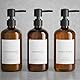Stylischer Shampoo- und Spülungsspender, Set mit 3 Stück, Moderne 600 ml Duschseife, PET-Flaschen mit Pumpe und Etiketten, einfach zu befüllende Duschwaschspender für EIN sofortiges