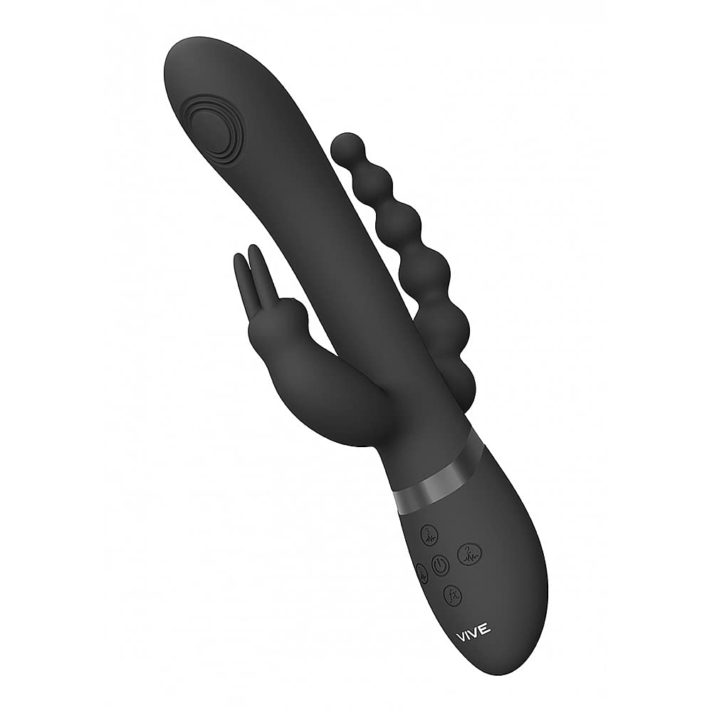 Shots Vive - Rini Pulse Wave & Vibrating Double Penetration Rabbit - Black