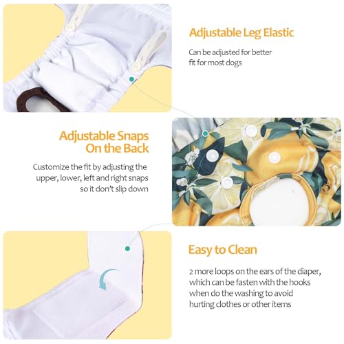 Image of CuteBone Female Dog Diapers with Skirts 3 Pack Reusable Puppy Dresses Pants for Heat Cycle Period