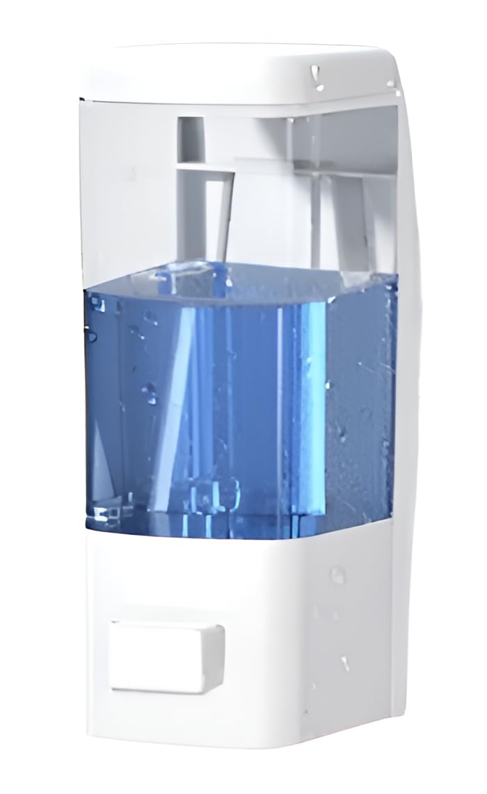 Wall Mounted Soap Dispenser Hand Wash Liquid Gel Shampoo Bathroom Kitchen Washroom Shower Container (White Soap Dispenser Plastic)
