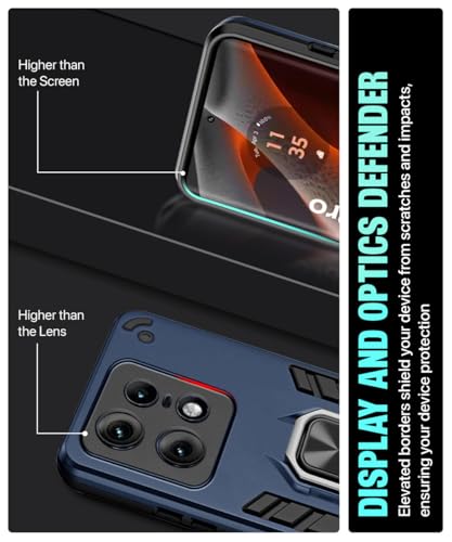 Image of WOW IMAGINE Shock Proof Back Case Mobile Cover for Motorola Moto Edge 50 Pro | Back Cover Case (Tough Armor | Hybrid PC + TPU | Ring Holder & in-Built Kickstand | Blue)