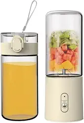 Mini Liquidificador Potente 40W com Copo de Vidro Borossilicato 400ml Portátil e 6 Lâminas (1,Branco)