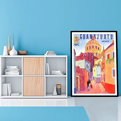 Vintage Posters Colonial Street In Guanajuato, Mexico Wall Decor Art Posters Room Decor Posters Wall Art Paintings Canvas Wall Decor Home Decor Living Room Decor Aesthetic 24X32Inch(60X80Cm) Frame-S #TOP1