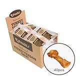 Afreschi Natural Turkey Tendon Bone (S) 40 Units/Box, Dog Treats for Signature Series, All Natural Human Grade Puppy Chew, USA-Sourced Turkey Tendon, Hypoallergenic, Rawhide Alternative