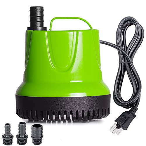 ALLYLANG 330-1100GPH Submersible Water Pump, Ultra Quiet for Aquarium, Fish Tank, Pond Fountain, Statuary, Hydroponics, with 4 Nozzles 5.9ft Power Cord (840GPH)