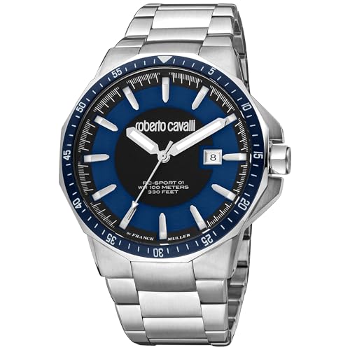 Roberto Cavalli Reloj Analógico para Hombre de Cuarzo con Correa en Acero Inoxidable RV1G182M0061