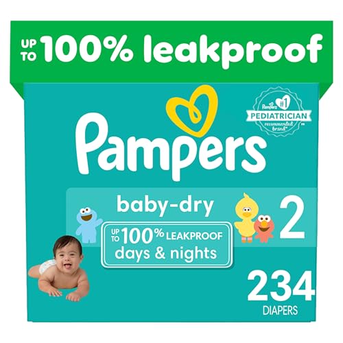 Image of Pampers Baby Dry Diapers - Size 2, One Month Supply (234 Count), Absorbent Disposable Diapers