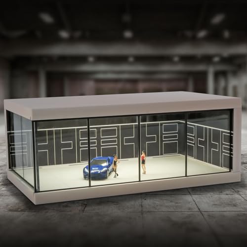 Image of 1:64 Scale Parking Lot Display Case - Diecast Car Display for Mini Cars, Model Vehicles - Diorama Garage Showroom for Collectors (Black) (Without Cars) | Best of Craft