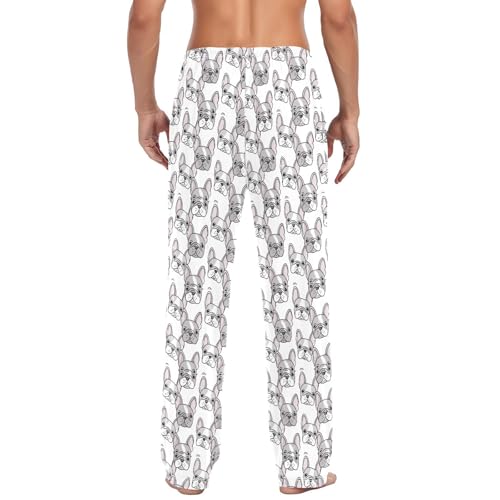 Men's Cute French Bulldog Pajama Pants with Pockets - Straight Fit Cotton Sleep Bottoms for Lounge & Nightwear#6283