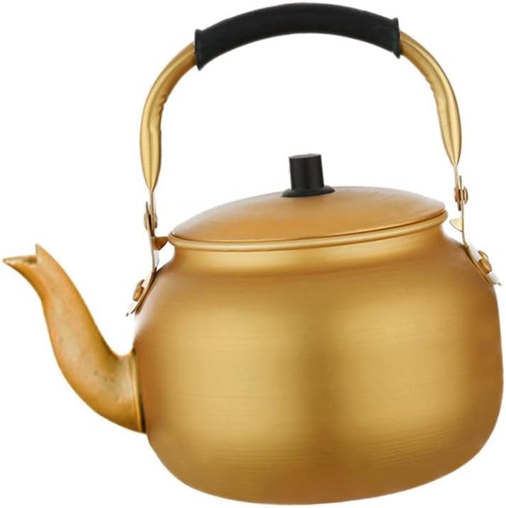 Qianly Gold Tea Kettle Tea Pot Ergonomic Handle Coffee Pot Lightweight Large Capacity Water Kettle for Kitchen Hiking Household Camping Outdoor, 8L