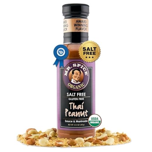 Mr. Spice Organic Thai Peanut Sauce - Salt-Free - Low Fat Marinade - Gluten Free - Vegan