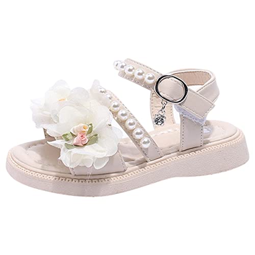 sfdgfhyf Kids Low Heel Shoes Children's Sandals Summer Children's Pearl Flower Princess Shoes Little Girls' Middle Shoes
