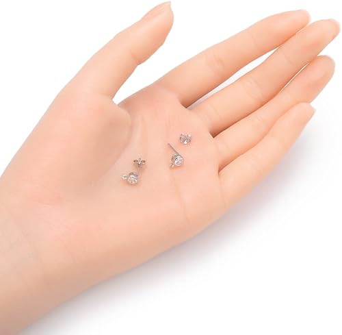 Miniatura 10 de Adabele - 2 pares de aretes de plata de ley auténtica de 0.118 pulgadas (0.118 in) con circonitas cúbicas pequeñas, anillo cerrado, circonita