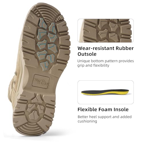 Image of Women's Tactical Boots, Motorcycle Combat Boots for Women | 8-inch work boots, side zipper; lightweight, breathable, water-resistant. For police, security, EMT, motorcycle
