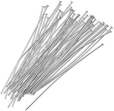 LASSUM 330 PCS Silver Plated Head Pins Findings, 32mm Head Pins DIY Jewelry Making