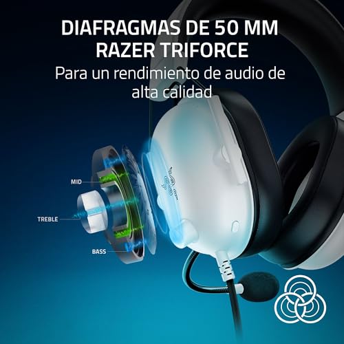 Miniatura 2 de Razer BlackShark V2 X (PlayStation) - Auriculares e-Sports con Cable para Consola PS 5 (250g, micrófono cardioide, transductores de 50mm, cancelación pasiva del Ruido, Conector de 3,5mm) Blanco