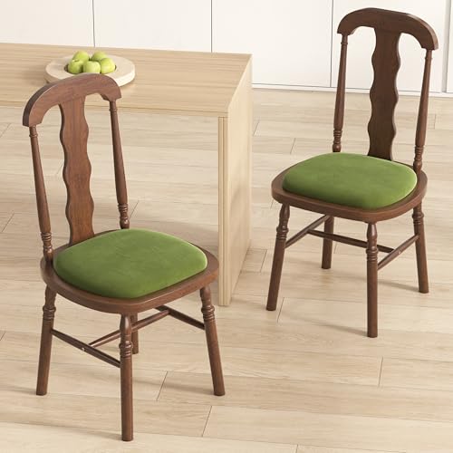 N NOORDENIYA Dining Chairs Set of 2, Classic Carved Back Design with Cushions, Wood Dining Room Chair Versatile for Kitchen Room, Country, Farmhouse and Office, Brown