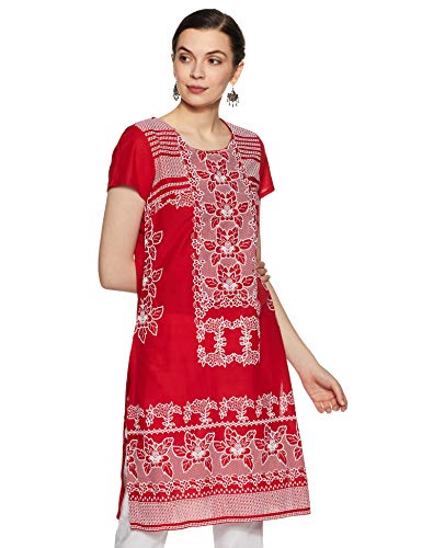 Biba Women’S Cotton Kurta (Cafe Pin15194_Red_S (32))