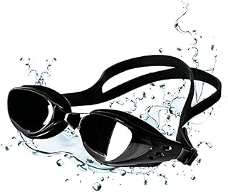 PROLYFE Swimming Goggles, Anti Fog Swim Goggles, Waterproof No Leak UV Protection Goggles, Mirrored, Soft Silicon Seal, Black Professional Swimming Goggles for Adult Men Women Junior Kids