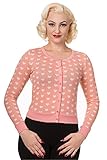 lange Ärmel Banned Dancing Days by Damen Rockabilly Strickjacke Herzen Muster - Sudden Sky Retro Cardigan (XL, Rosa)