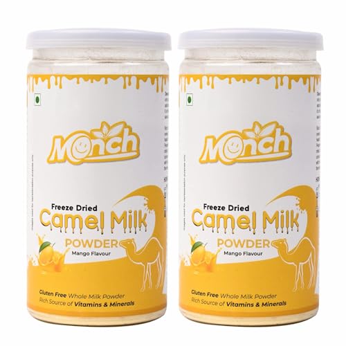 Monch Camel Milk Powder - Camel Milk Powder For Height Growth - Freeze Dried, Mango Flavoured (200g, 100gx2)