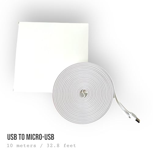 Cable de extensión de alimentación de 32 pies micro USB plano para carga y datos de cámaras 6