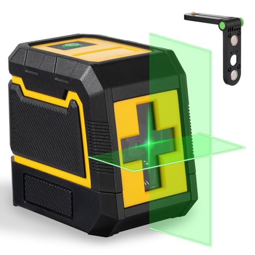 Self Leveling Green Laser Level, 100ft Cross Line Tool with Rotary Function, Class II <1mW 635nm, 3 Brightness Modes, Magnetic Bracket, IP54 Dust/Water Resistant