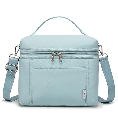 Image of NOL Natural Organic Lifestyle Insulated Lunch Bags for Women Cooler Bag Lightweight Nylon Waterproof Lunch Box For Work (Light blue, Medium(normal))
