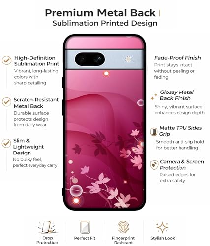 Image of Pink Abstract Design Premium 2D Printed Metal Back Case Cover for Google Pixel 7A 5G