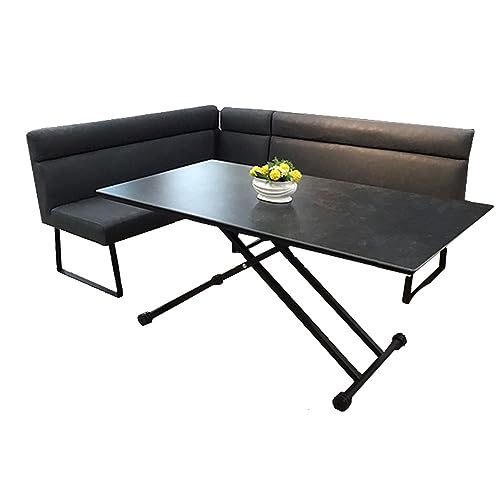 アルファタカバ リビングダイニングセット ソファ レザー 昇降式テーブル ソファー ソファ 3人掛け L字 おしゃれ ダイニングソファー カウチソファ ダイニングソファ ドルチ (幅140 昇降テーブル ブラック +130背付きベンチ+150背付きベンチ+