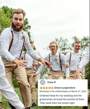 Miniatura 6 de trilece Tirantes para hombre Tamaño ajustable elástico de 1 pulgada de ancho en forma de Y para hombre y mujer, tirantes resistentes y fuertes clips